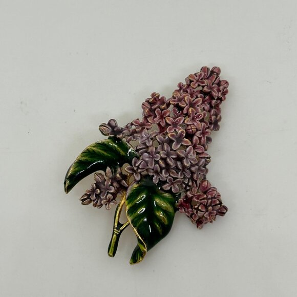 Vintage Museum Of Fine Arts Lilac Brooch Enamel Flower Gold-tone MFA - Picture 6 of 16
